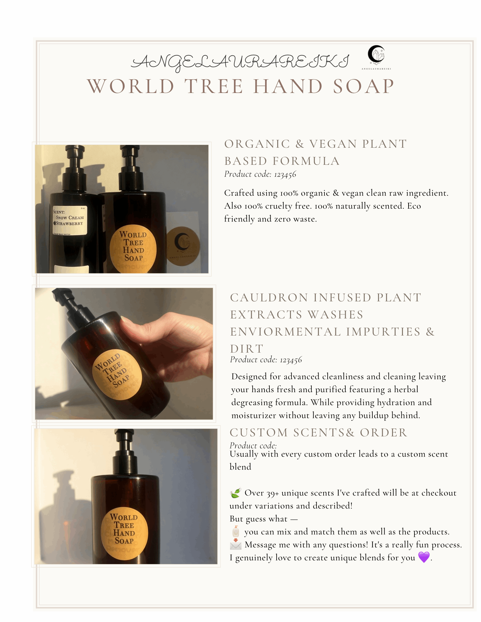 World Tree Custom Hand Soap | Handcrafted Organic & Vegan Soap | Holistic Cleaning