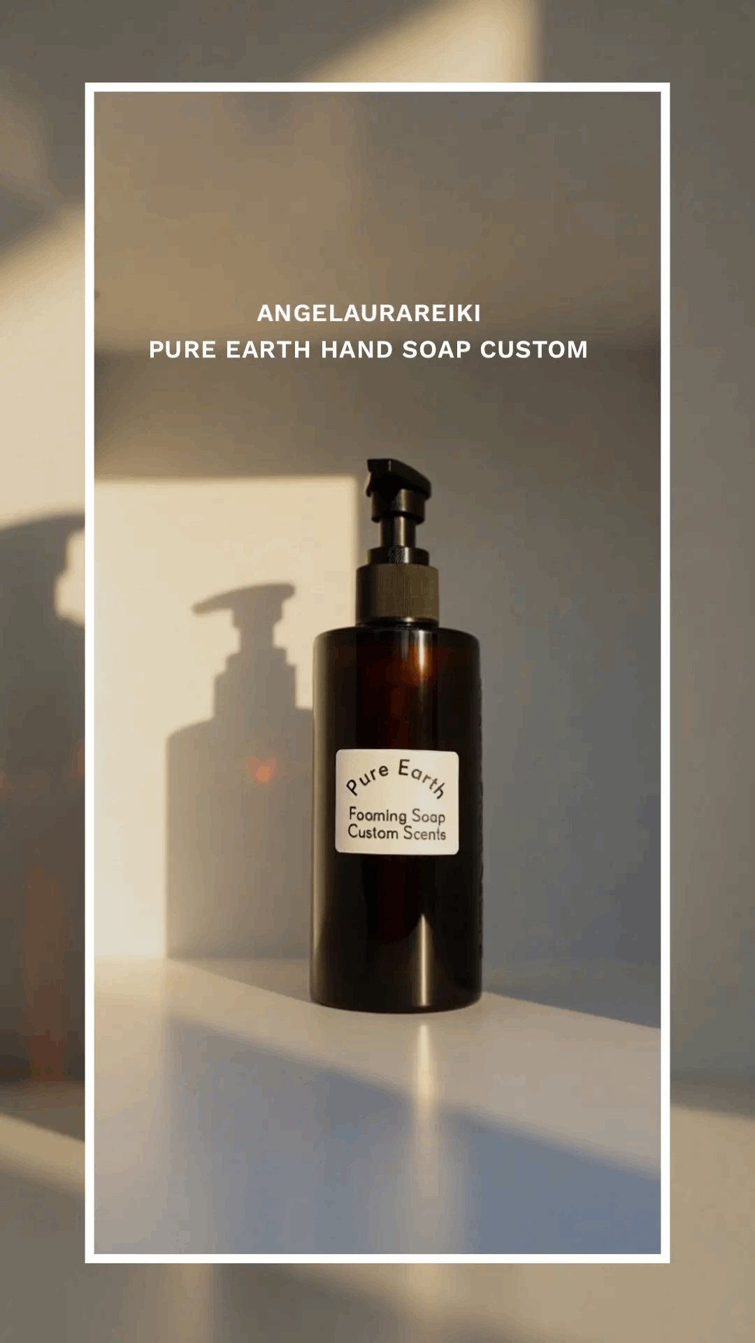 Pure Earth custom foaming hand wash under high-contrast side lighting.