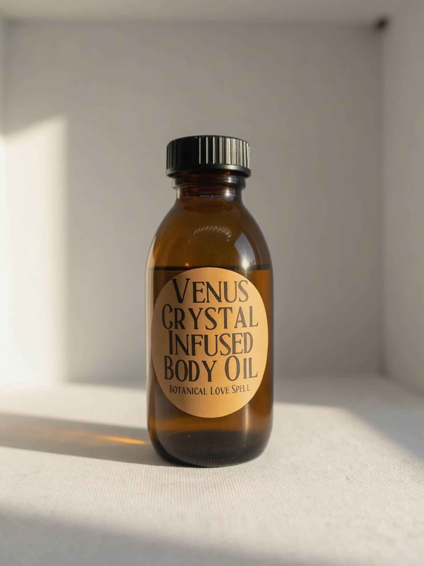 Venus Crystal Infused Body Oil - Botanical Love Spell Ritual Custom Scent