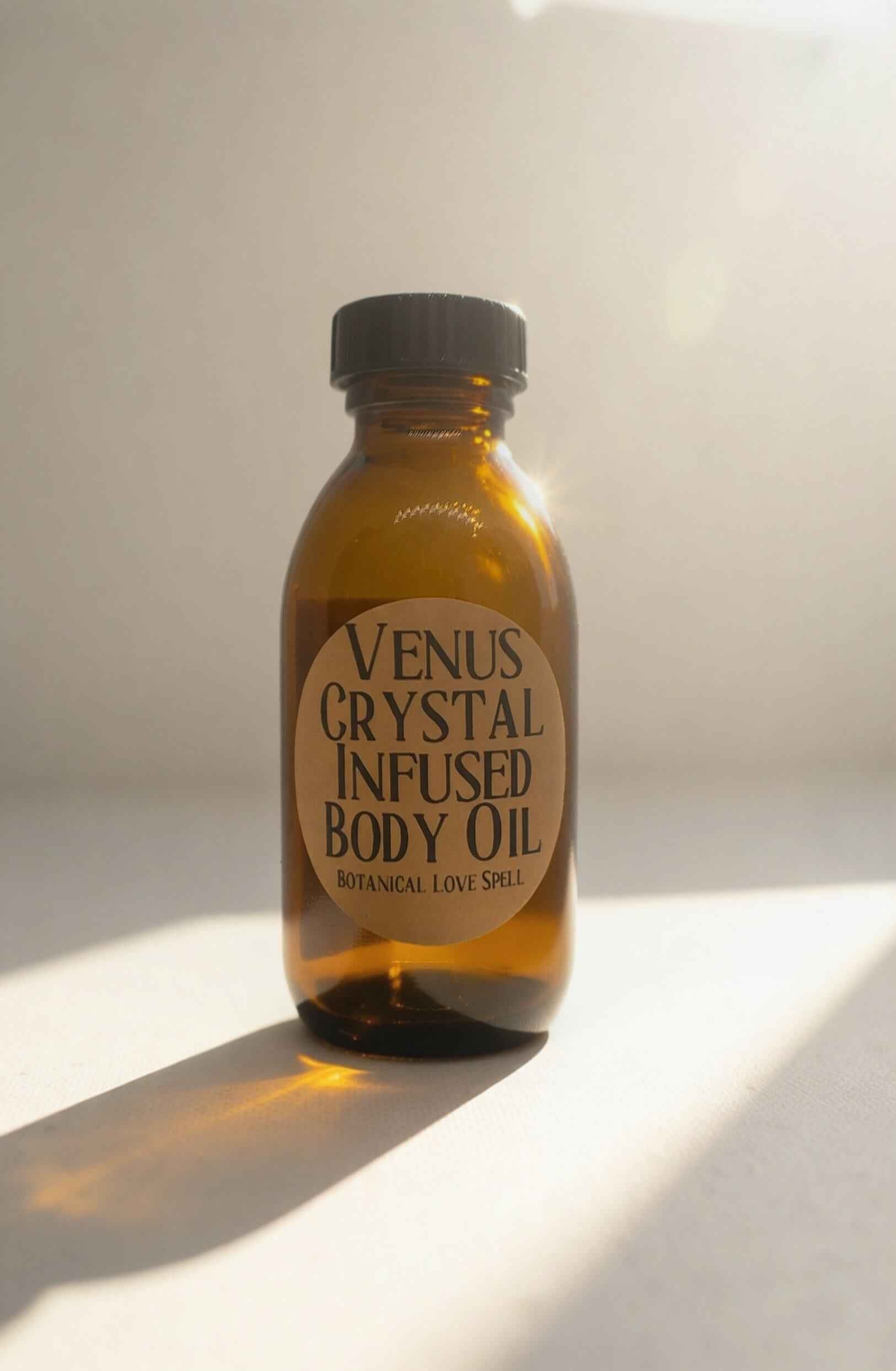Venus Crystal Infused Body Oil - Botanical Love Spell Ritual Custom Scent