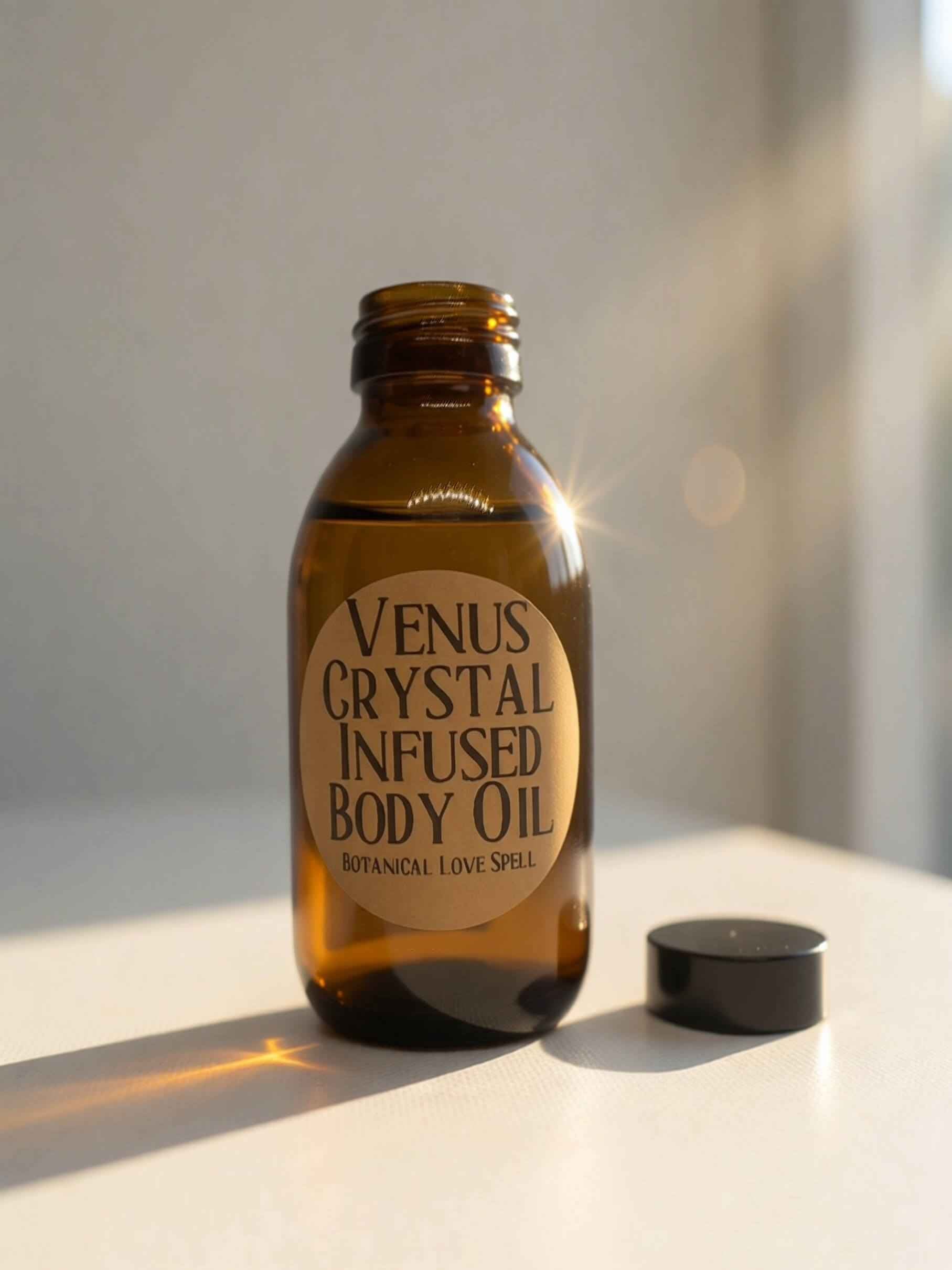 Venus Crystal Infused Body Oil - Botanical Love Spell Ritual Custom Scent