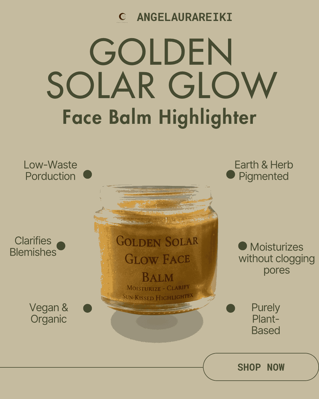 Golden Solar Glow Balm, Vegan & Organic Highlighter