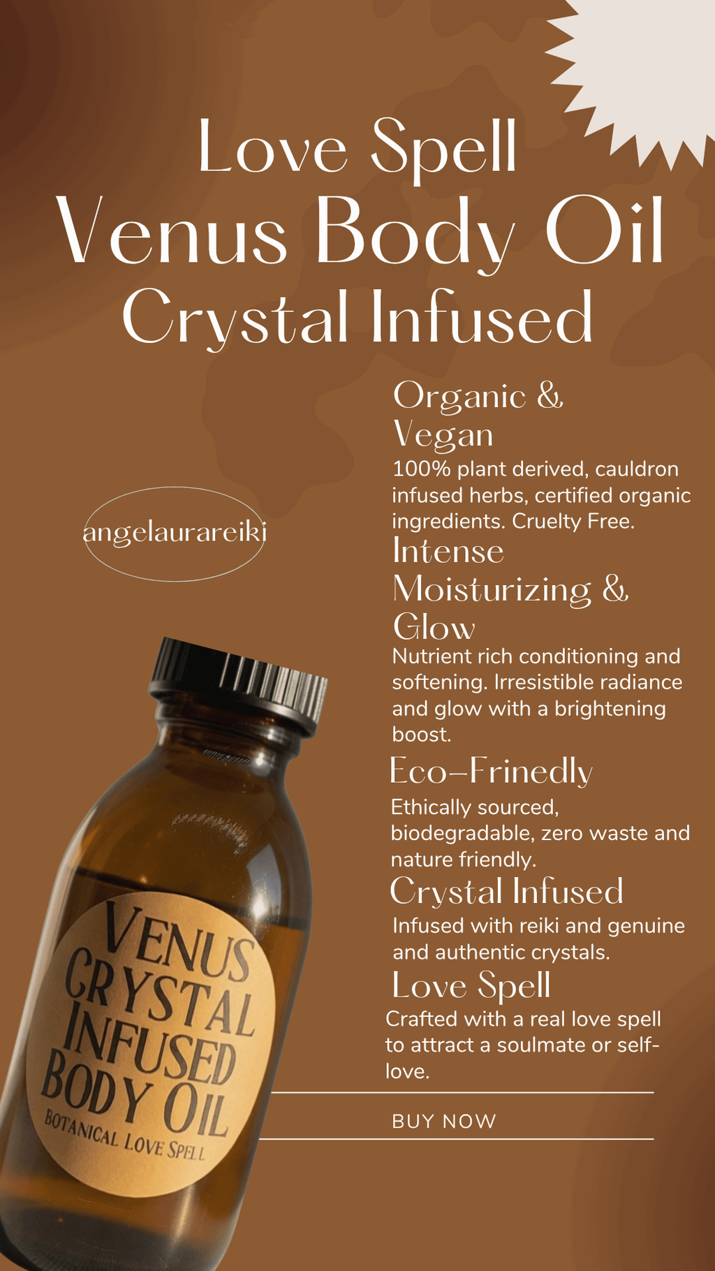Venus Crystal Infused Body Oil - Botanical Love Spell Ritual Custom Scent