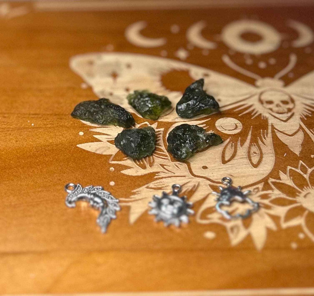 Authentic Moldavite Raw Crystal, Certified Czech Tektite Stone 2.5 g