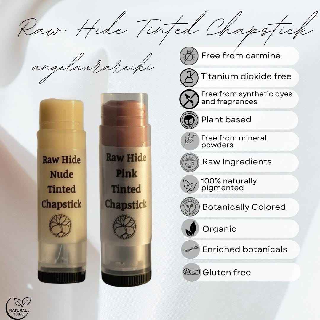 Raw Hide Tinted Chapstick | Nude and/or Pink | Organic Plant-Based Moisturizer | Lip Balm | Botanical Sheer Tint | Gift Idea