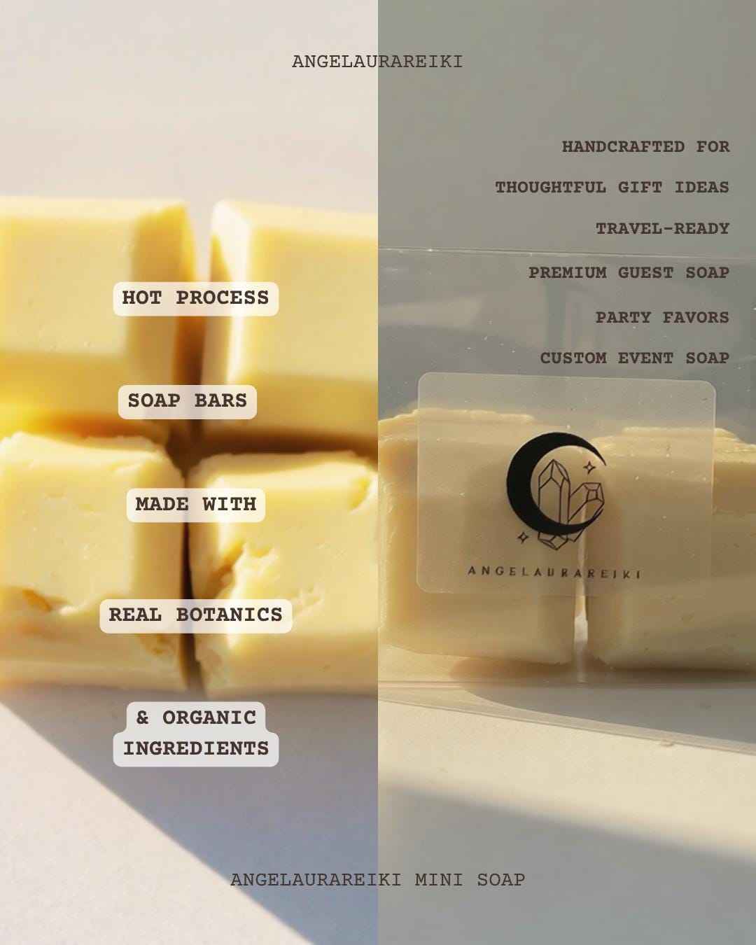 Mini Soap Bars | Organic Botanical Travel Airbnb Soaps: Wedding, Bridal + Baby Shower, Birthday, Thank You Gift, Guest Soap, angelaurareiki