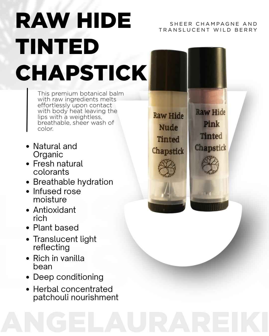 Raw Hide Tinted Chapstick | Nude and/or Pink | Organic Plant-Based Moisturizer | Lip Balm | Botanical Sheer Tint | Gift Idea