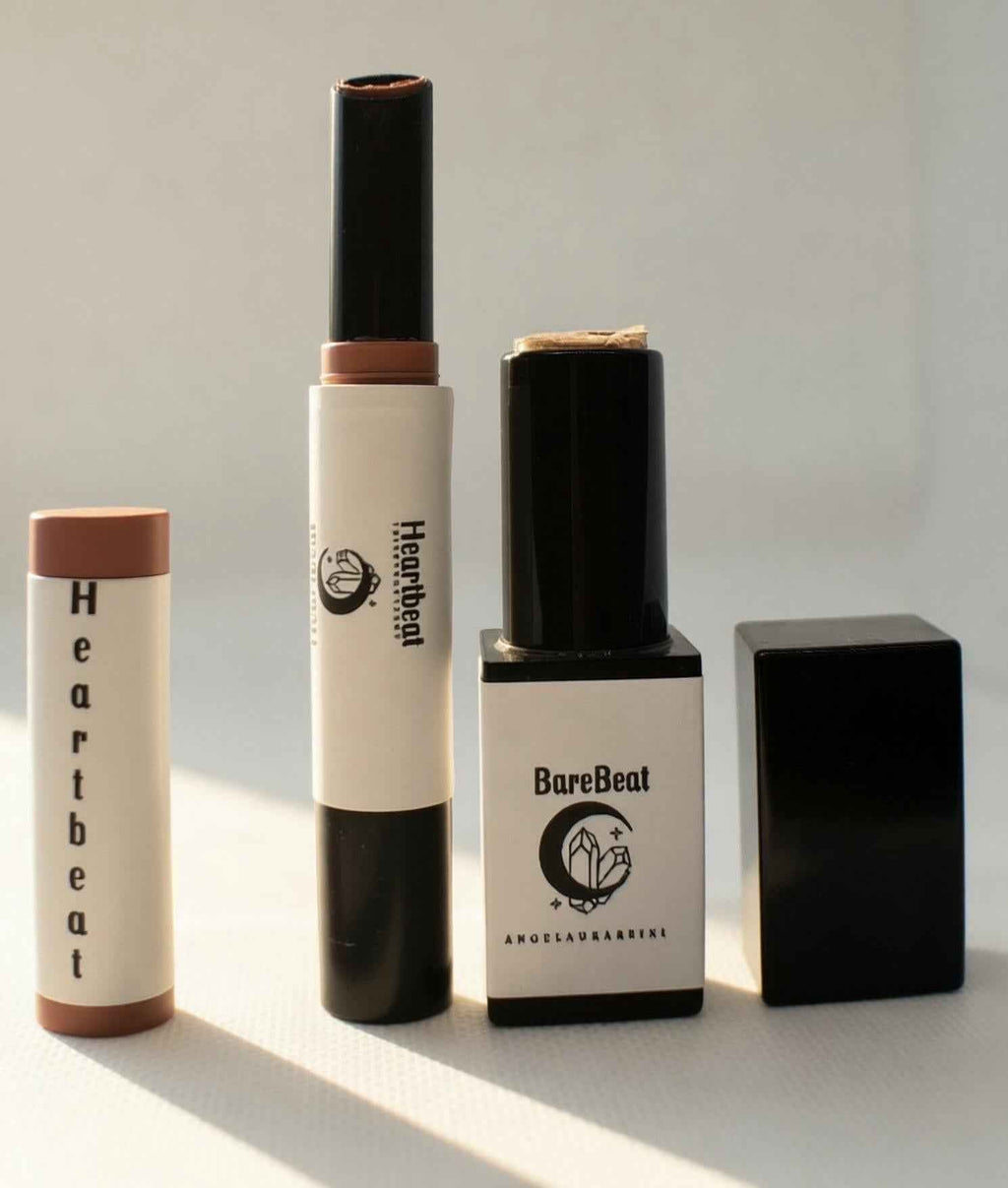 angelaurareiki Botanical Lipstick Collection | BareBeat (Nude) Heartbeat (Red) - Organic Natural | Titanium Dioxide Free | Carmine Free