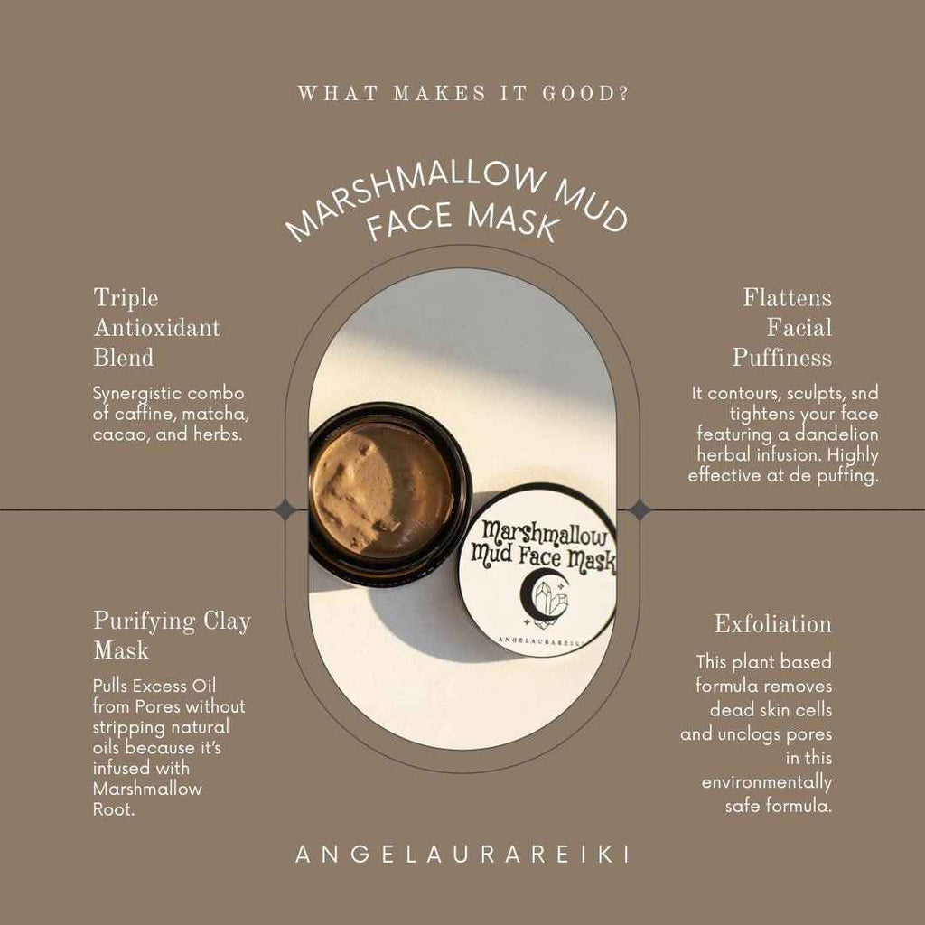 Marshmallow Mud Face Mask | Organic Botanical Clay, Depuffing, Clarifying, Exfoliating Formula