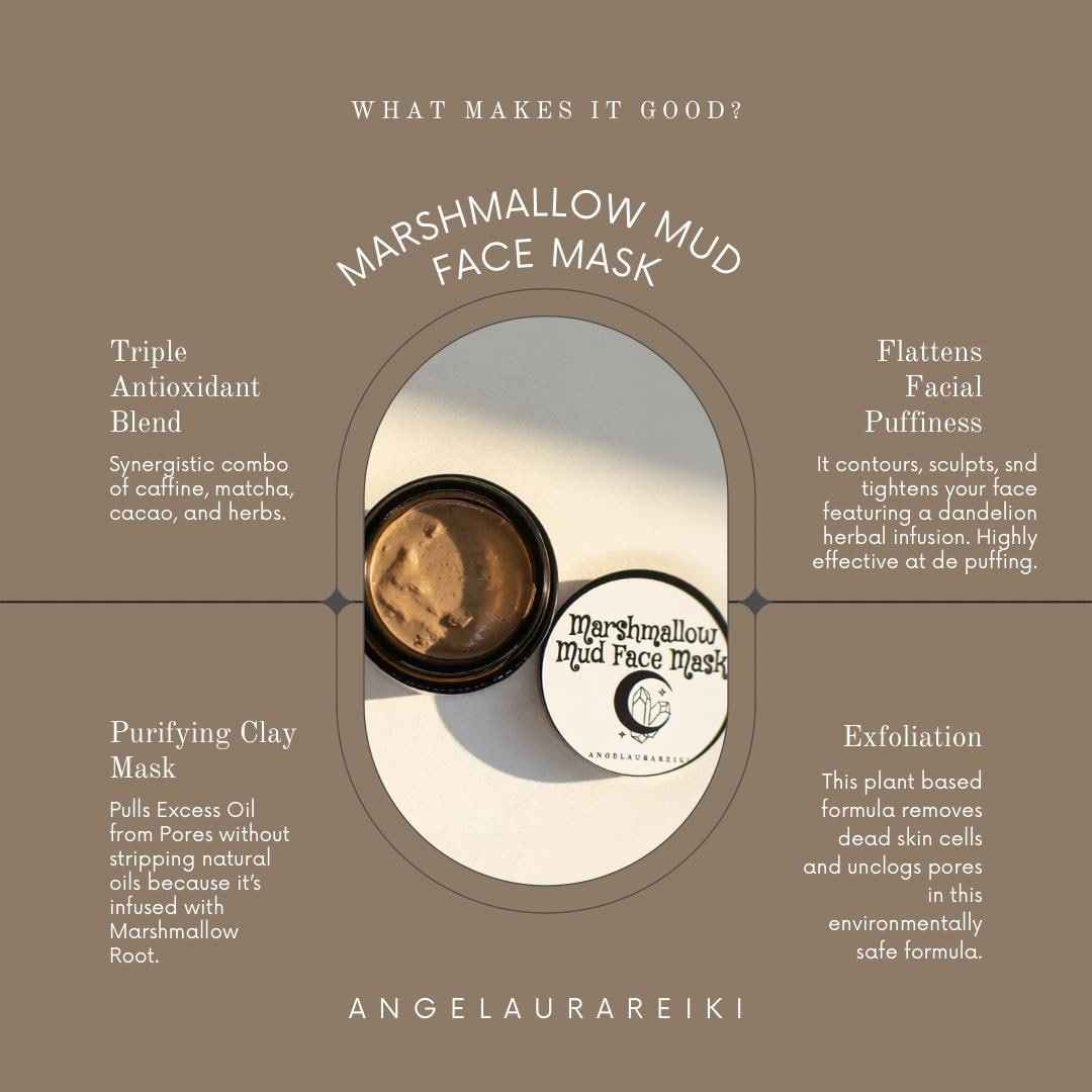 Marshmallow Mud Face Mask | Organic Botanical Clay, Depuffing, Clarifying, Exfoliating Formula