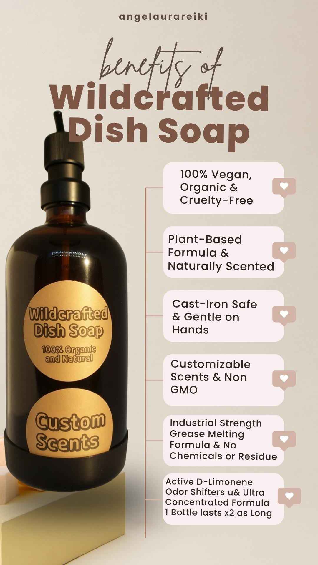Wildcrafted Dish Soap  CUSTOM SCENTS  Ultra Concentrated  Organic Raw Plant-Based Ingredients - Botanical Cleansing