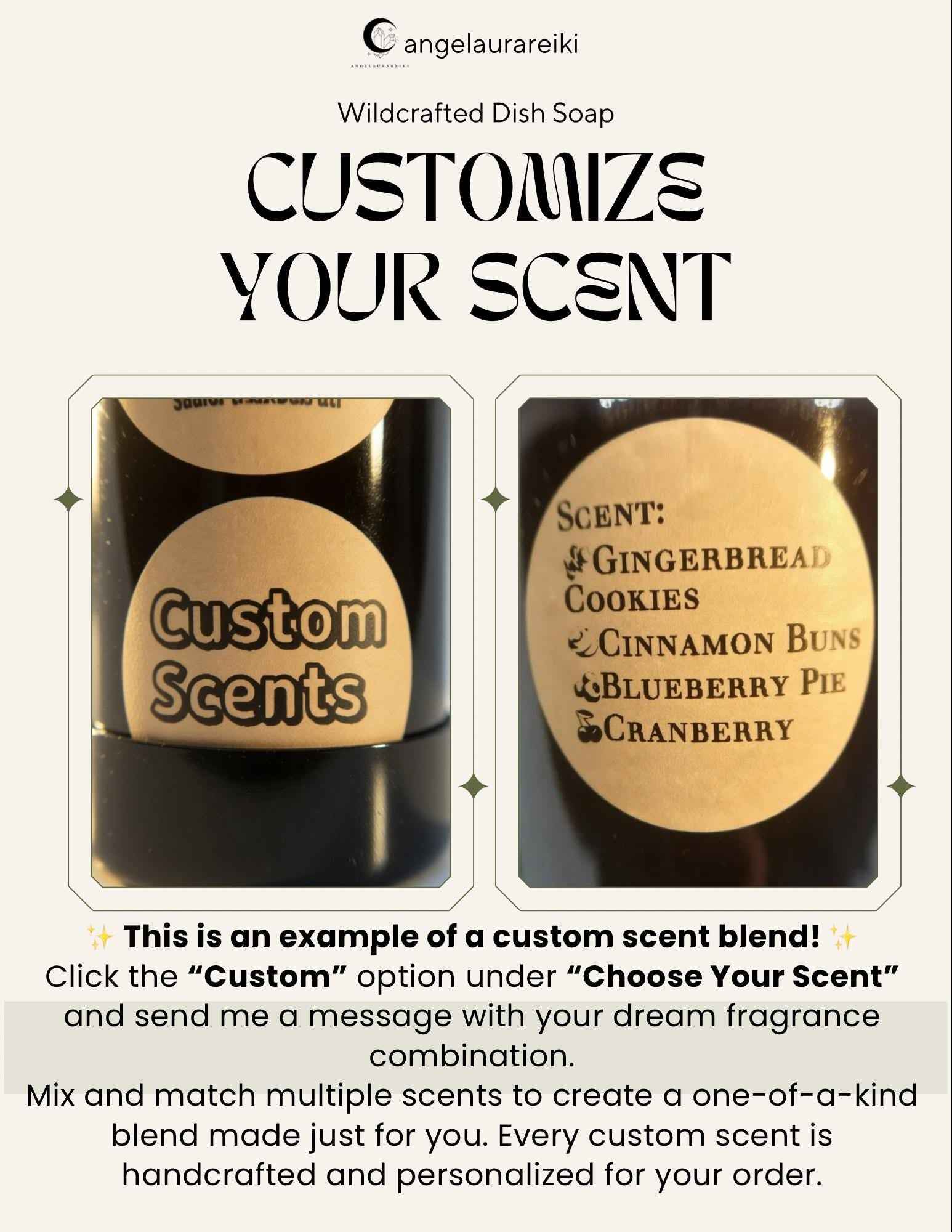 Wildcrafted Dish Soap  CUSTOM SCENTS  Ultra Concentrated  Organic Raw Plant-Based Ingredients - Botanical Cleansing