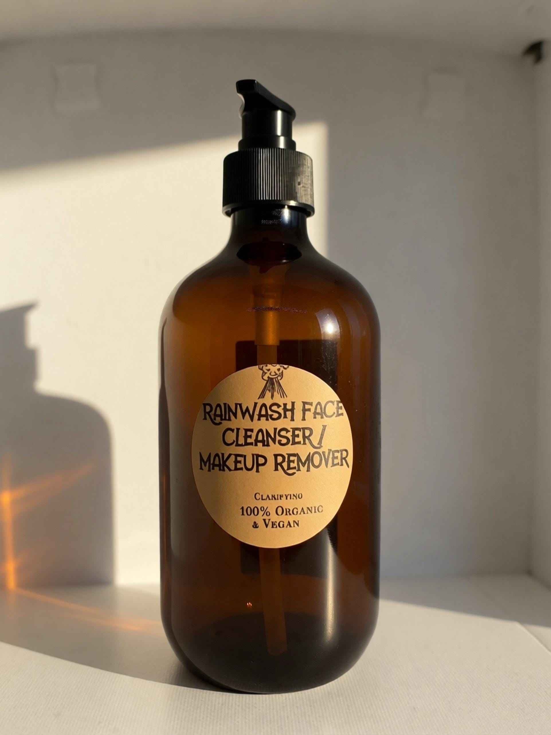 Rainwash Face Cleanser / Makeup Remover, Vegan & Organic Face Wash, Clarifying, Raw Ingredients, Advanced 2-in-1 Formula, Choose Your Scent