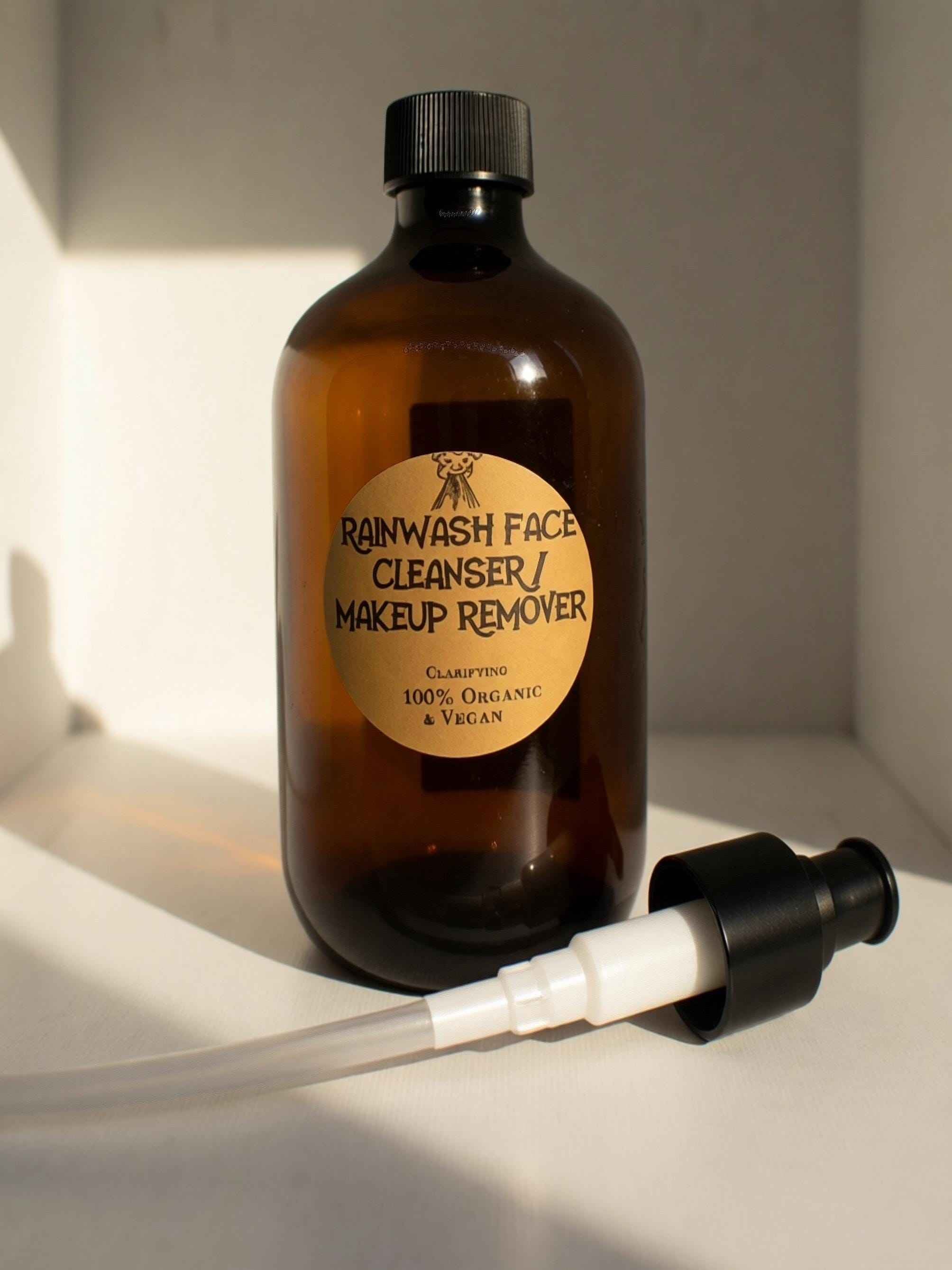 Rainwash Face Cleanser / Makeup Remover, Vegan & Organic Face Wash, Clarifying, Raw Ingredients, Advanced 2-in-1 Formula, Choose Your Scent